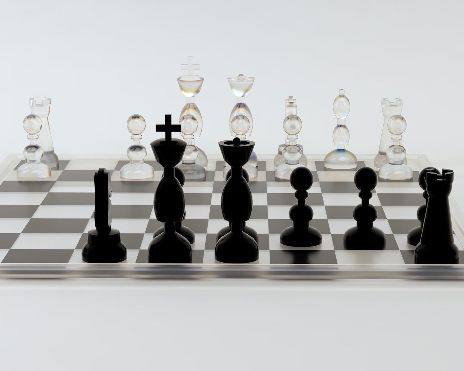 a chess board with a set of chess pieces