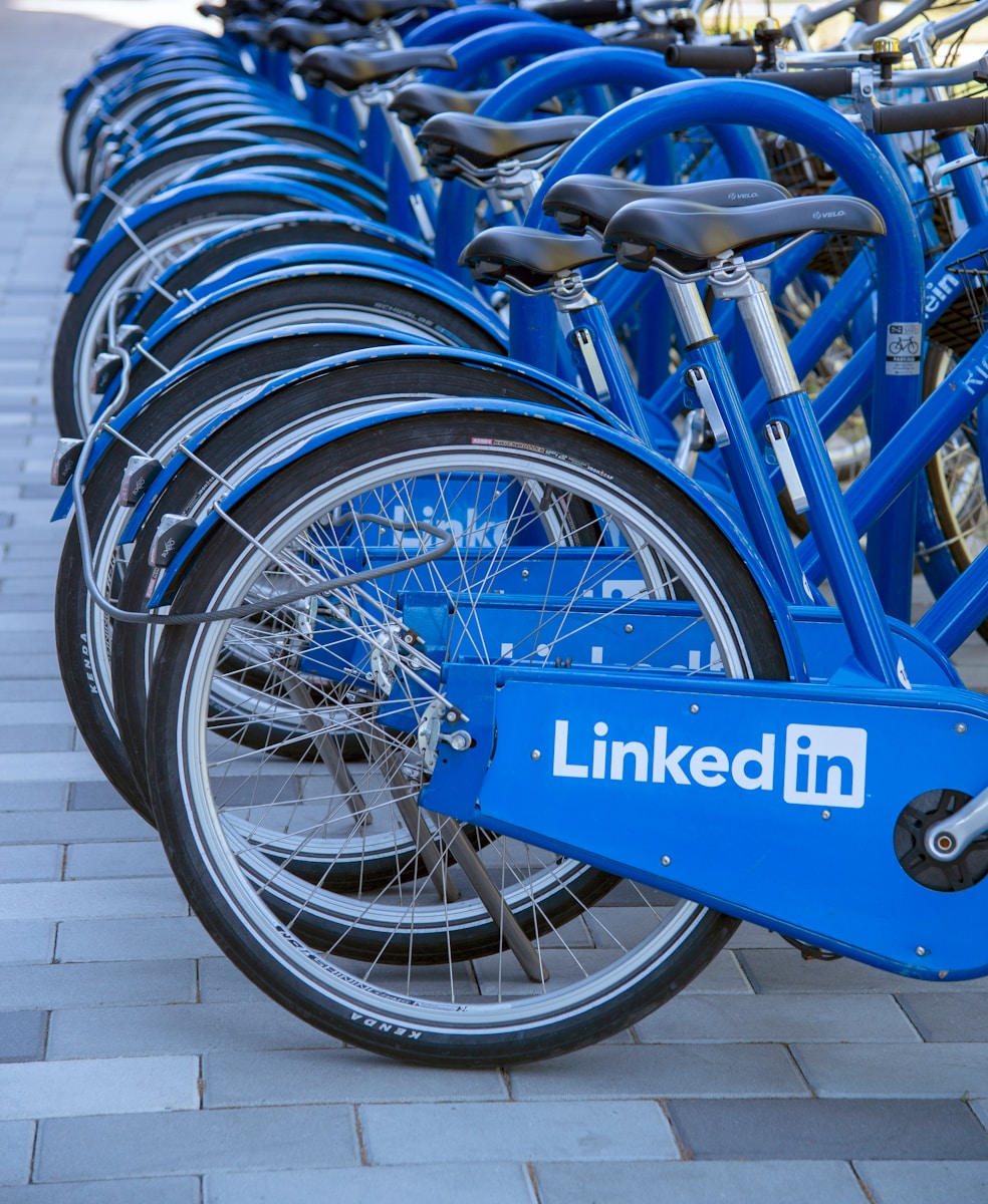 Photo by Greg Bulla blue bicycle on gray concrete floor